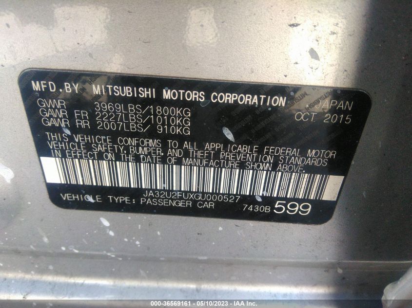 2016 MITSUBISHI LANCER ES - JA32U2FUXGU000527