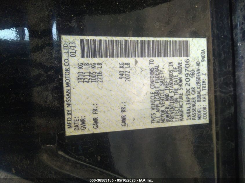 2013 NISSAN ALTIMA 2.5 SL - 1N4AL3AP5DC209706