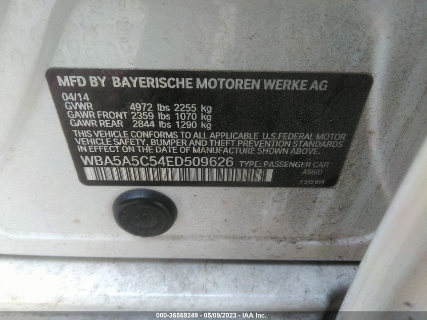 2014 BMW 5 SERIES 528I - WBA5A5C54ED509626