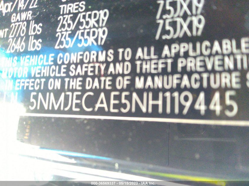 2022 HYUNDAI TUCSON LIMITED - 5NMJECAE5NH119445
