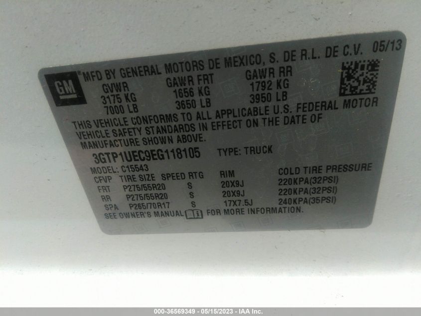 2014 GMC SIERRA 1500 SLE - 3GTP1UEC9EG118105
