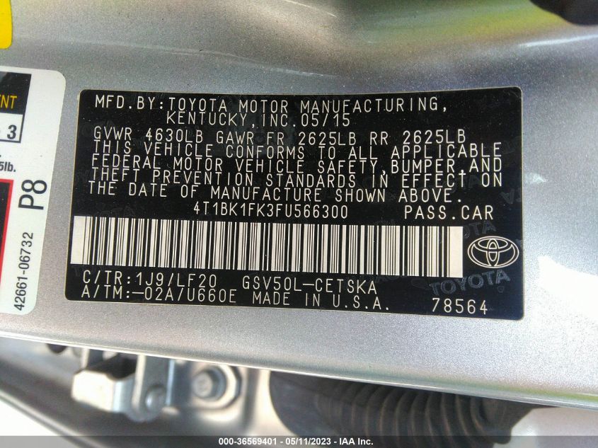 2015 TOYOTA CAMRY XSE/XLE - 4T1BK1FK3FU566300