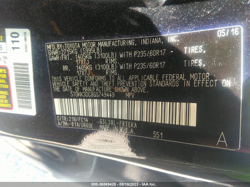2016 TOYOTA SIENNA LE - 5TDKK3DC8GS749449