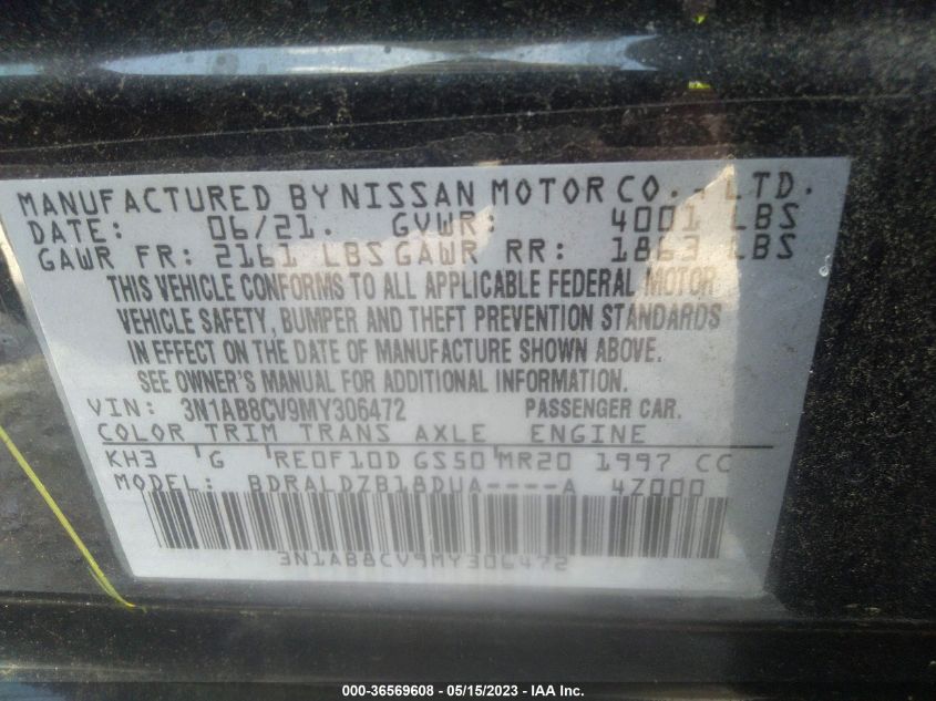 2021 NISSAN SENTRA SV - 3N1AB8CV9MY306472