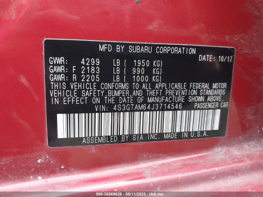 2018 SUBARU IMPREZA SPORT - 4S3GTAM64J3714546