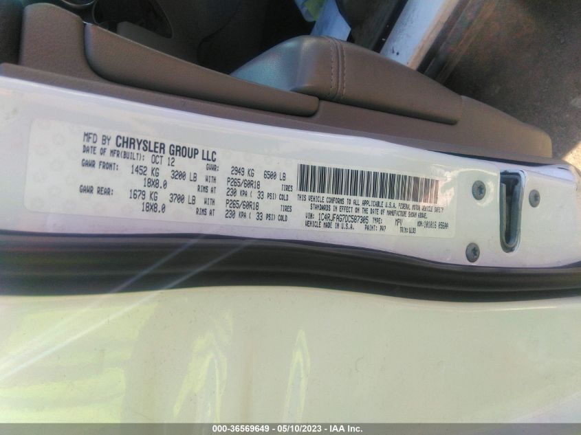 2013 JEEP GRAND CHEROKEE LAREDO - 1C4RJFAG7DC587305