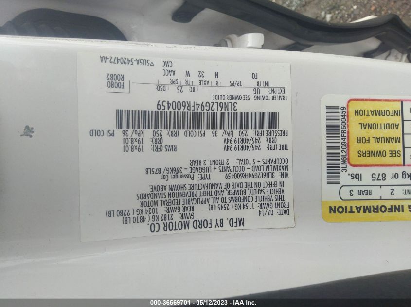 2015 LINCOLN MKZ - 3LN6L2G94FR600459