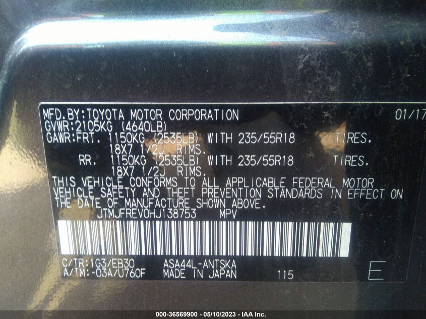 2017 TOYOTA RAV4 SE - JTMJFREV0HJ138753