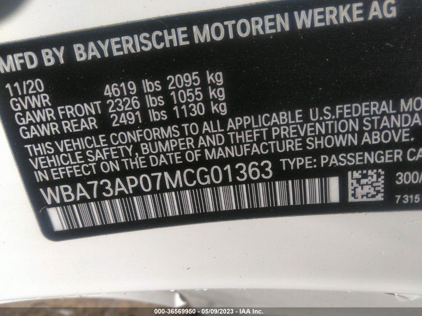 2021 BMW 4 SERIES 430I XDRIVE - WBA73AP07MCG01363