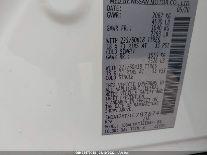 2020 NISSAN ROGUE SV - 5N1AT2MT7LC797874