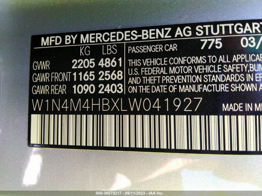 2020 MERCEDES-BENZ GLB GLB 250 W1N4M4HBXLW041927