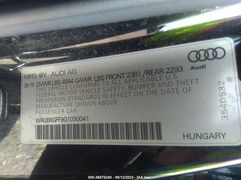 2016 AUDI A3 2.0T PREMIUM - WAUB8GFF9G1030041