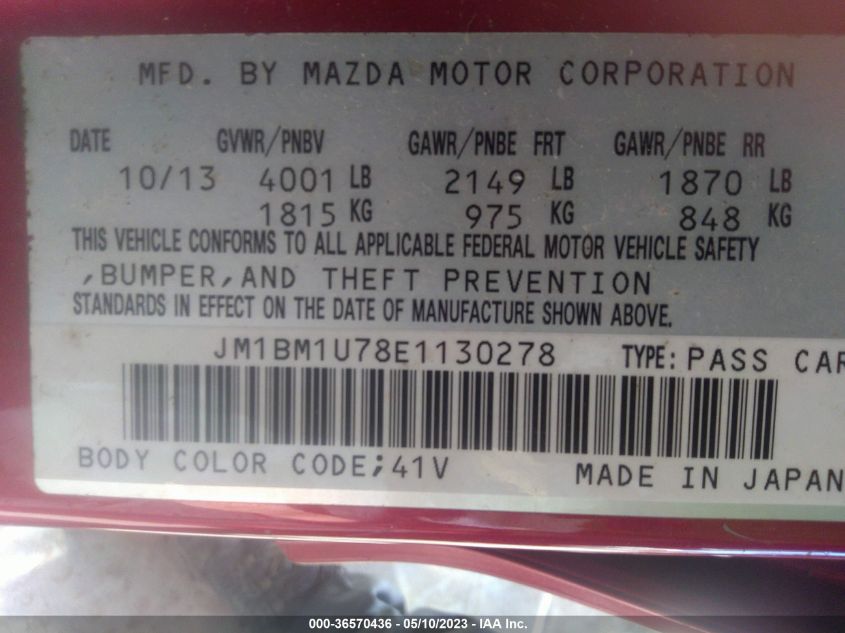 2014 MAZDA MAZDA3 I SPORT - JM1BM1U78E1130278