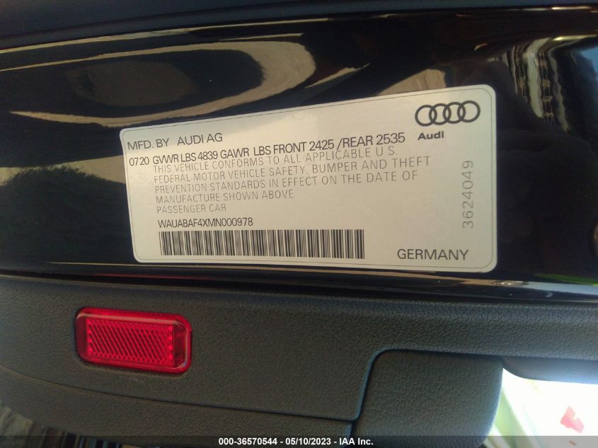 2021 AUDI A4 SEDAN PREMIUM - WAUABAF4XMN000978