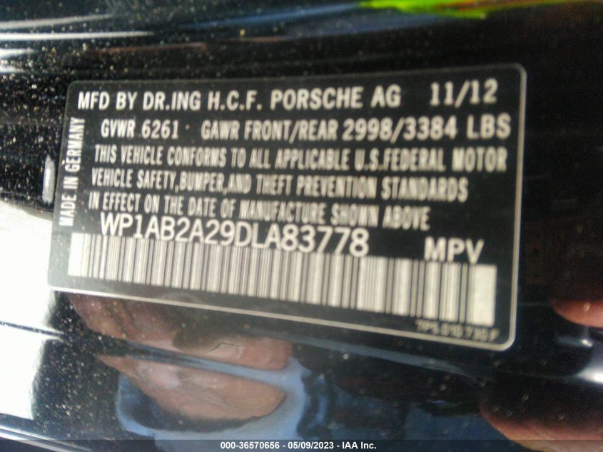 2013 PORSCHE CAYENNE S - WP1AB2A29DLA83778