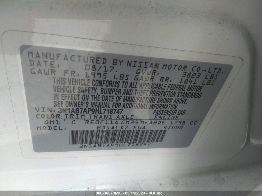 2017 NISSAN SENTRA SV - 3N1AB7AP9HL718747