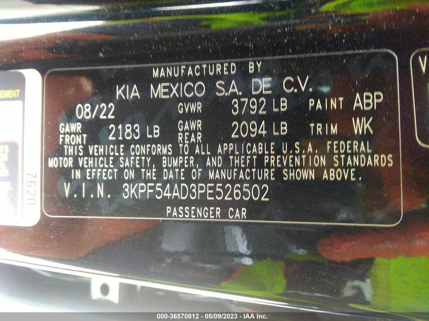 VIN 3KPF54AD3PE526502 2023 KIA FORTE GT-LINE