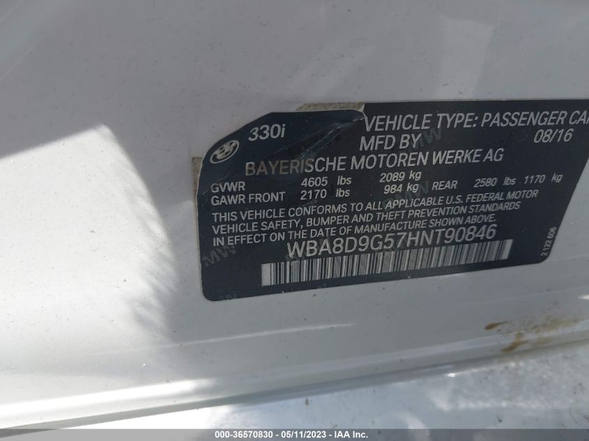 2017 BMW 3 SERIES 330I XDRIVE - WBA8D9G57HNT90846