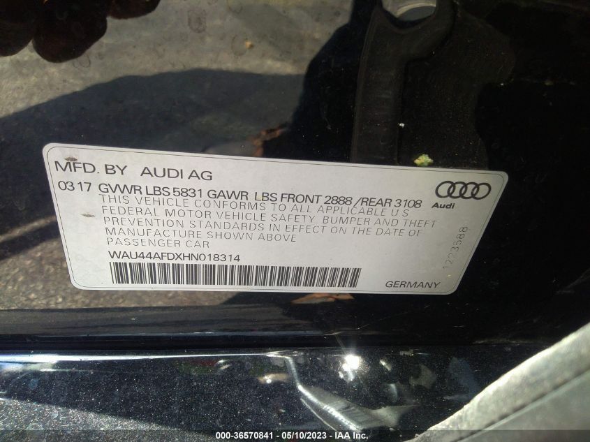 2017 AUDI A8 L - WAU44AFDXHN018314