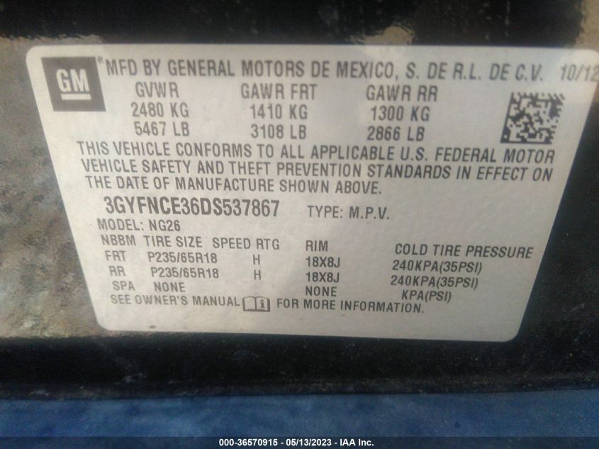 2013 CADILLAC SRX LUXURY COLLECTION - 3GYFNCE36DS537867
