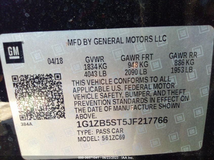 2018 CHEVROLET MALIBU LS - 1G1ZB5ST5JF217766