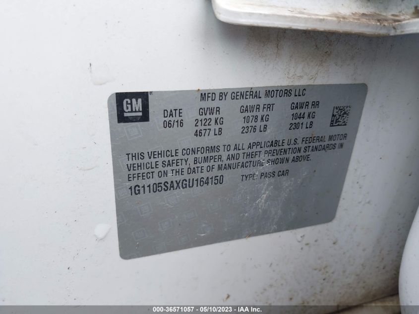 2016 CHEVROLET IMPALA LT - 1G1105SAXGU164150