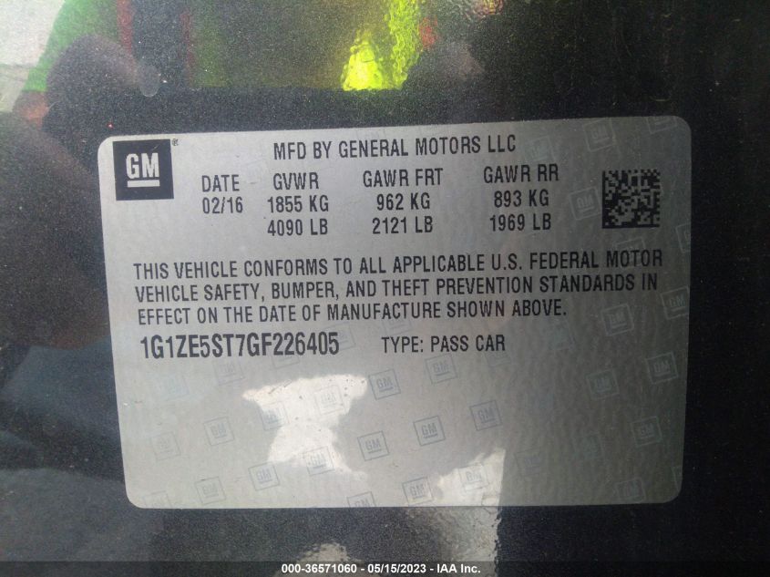 2016 CHEVROLET MALIBU LT - 1G1ZE5ST7GF226405
