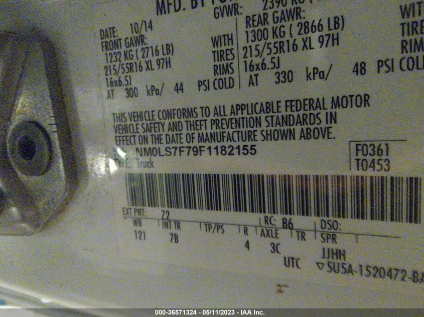 2015 FORD TRANSIT CONNECT XLT - NM0LS7F79F1182155