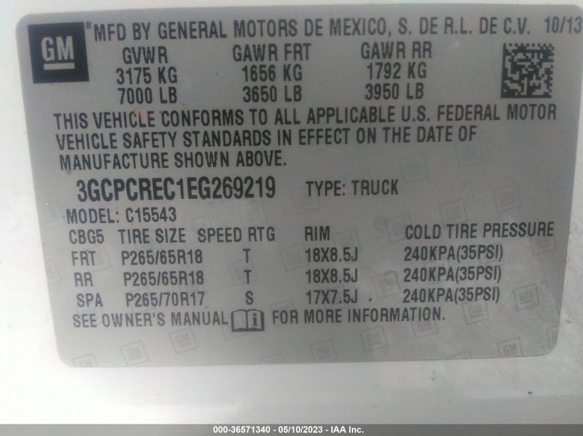 2014 CHEVROLET SILVERADO 1500 LT - 3GCPCREC1EG269219