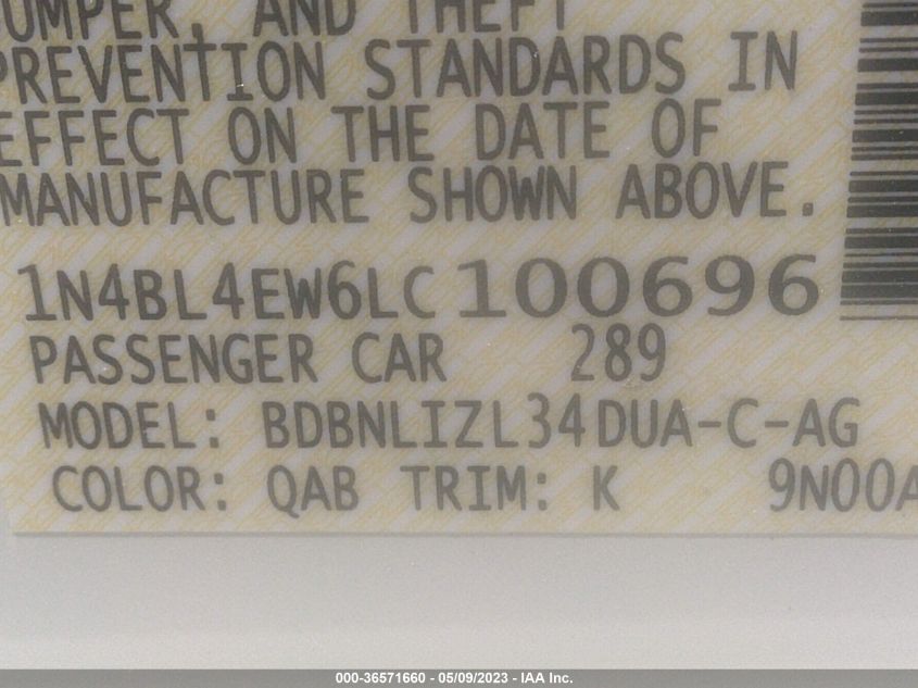 2020 NISSAN ALTIMA 2.5 SL - 1N4BL4EW6LC100696