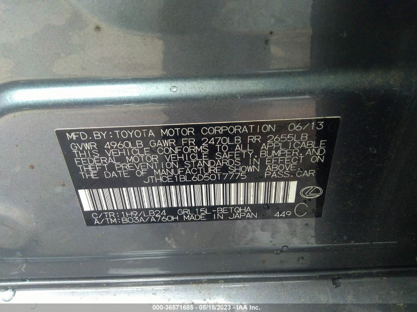 2013 LEXUS GS 350 - JTHCE1BL6D5017775