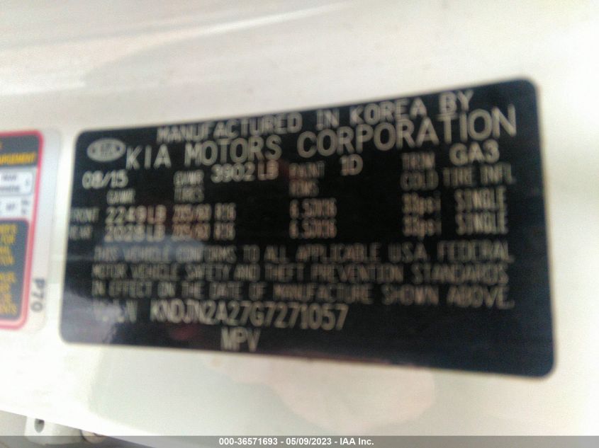 2016 KIA SOUL BASE - KNDJN2A27G7271057