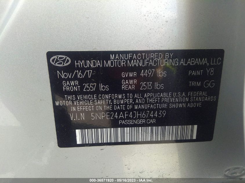 2018 HYUNDAI SONATA SE - 5NPE24AF4JH674439