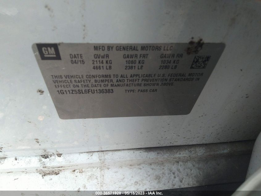 2015 CHEVROLET IMPALA LS - 1G11Z5SL6FU136383