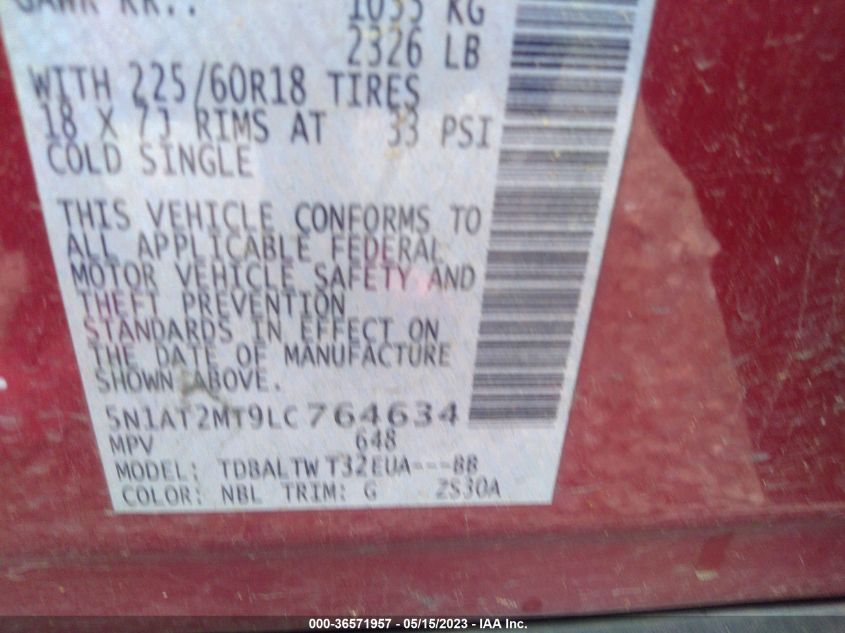 2020 NISSAN ROGUE SV - 5N1AT2MT9LC764634