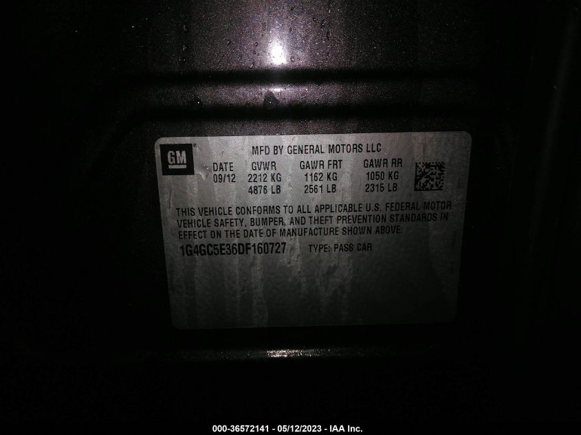 2013 BUICK LACROSSE LEATHER - 1G4GC5E36DF160727
