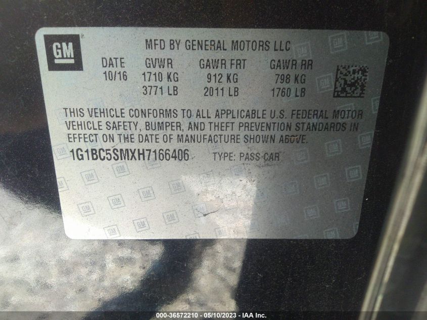 2017 CHEVROLET CRUZE LS - 1G1BC5SMXH7166406