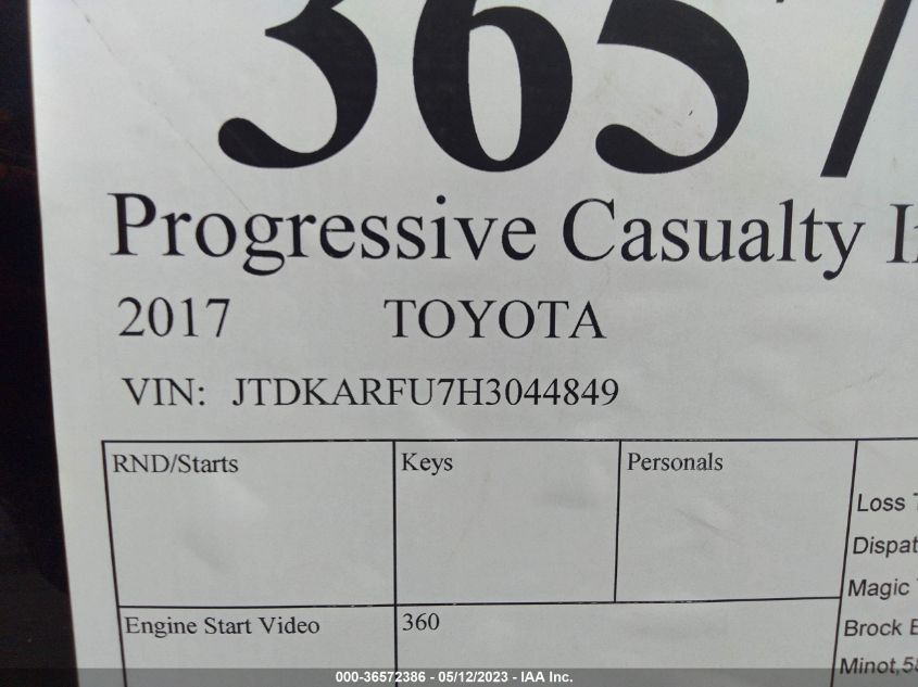 2017 TOYOTA PRIUS TWO/TWO ECO/THREE - JTDKARFU7H3044849