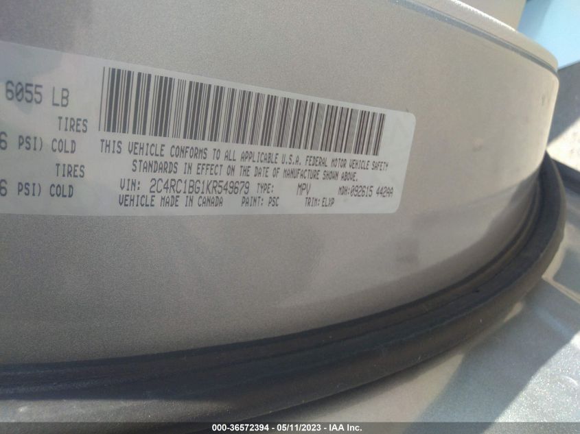 2019 CHRYSLER PACIFICA TOURING L - 2C4RC1BG1KR549679