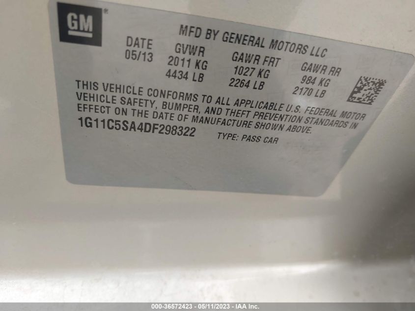 2013 CHEVROLET MALIBU LT - 1G11C5SA4DF298322
