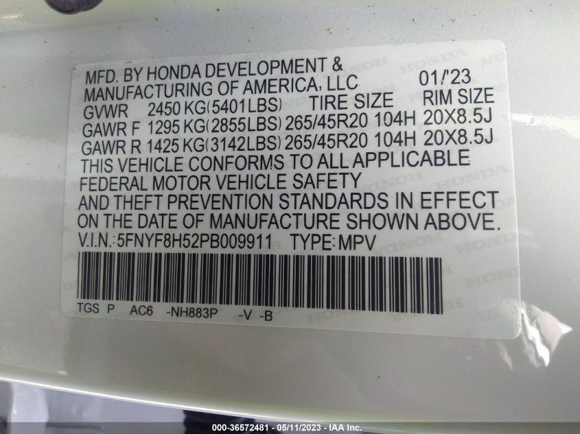 2023 HONDA PASSPORT EX-L - 5FNYF8H52PB009911