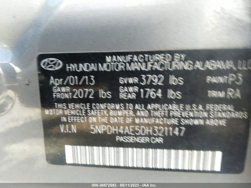 2013 HYUNDAI ELANTRA GLS PZEV - 5NPDH4AE5DH321147