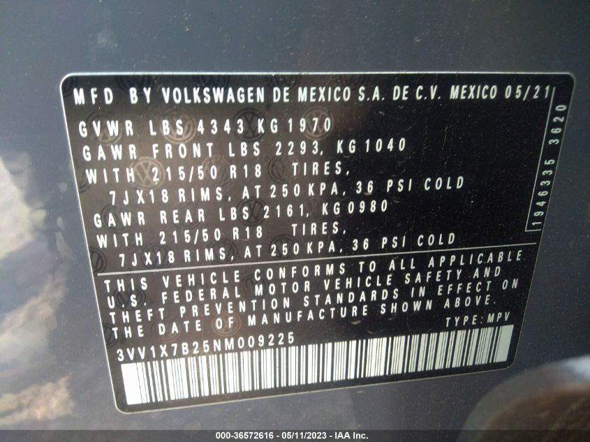 2022 VOLKSWAGEN TAOS SEL - 3VV1X7B25NM009225