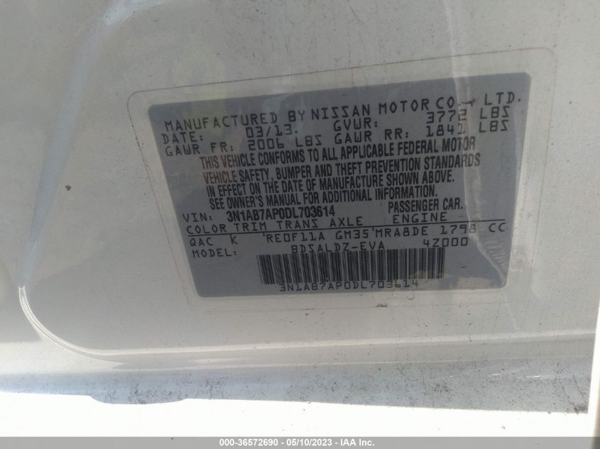 2013 NISSAN SENTRA SV - 3N1AB7AP0DL703614