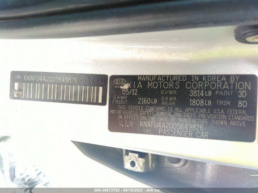 2013 KIA FORTE EX - KNAFU4A20D5649826