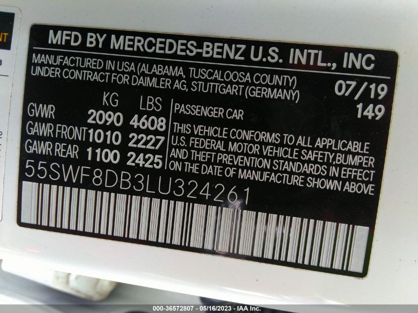 2020 MERCEDES-BENZ C-CLASS C 300 - 55SWF8DB3LU324261