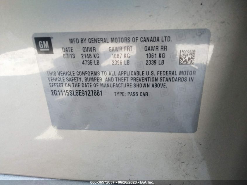 2014 CHEVROLET IMPALA LT - 2G1115SL6E9127881