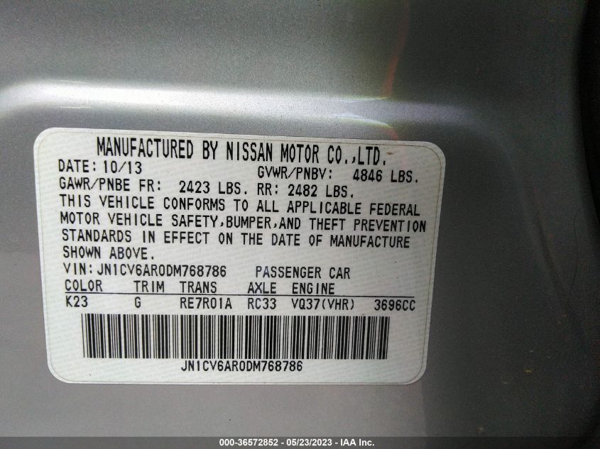 2013 INFINITI G37 X - 0JN1V6AR0DM768786