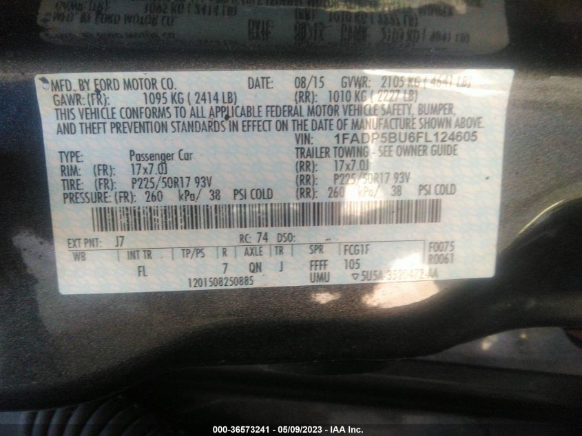 2015 FORD C-MAX HYBRID SEL - 1FADP5BU6FL124605