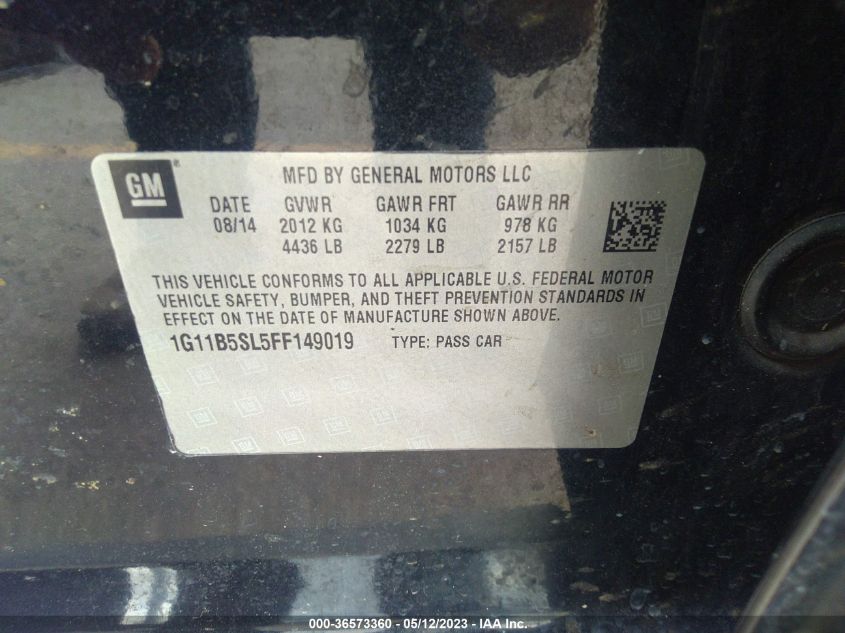 2015 CHEVROLET MALIBU LS - 1G11B5SL5FF149019